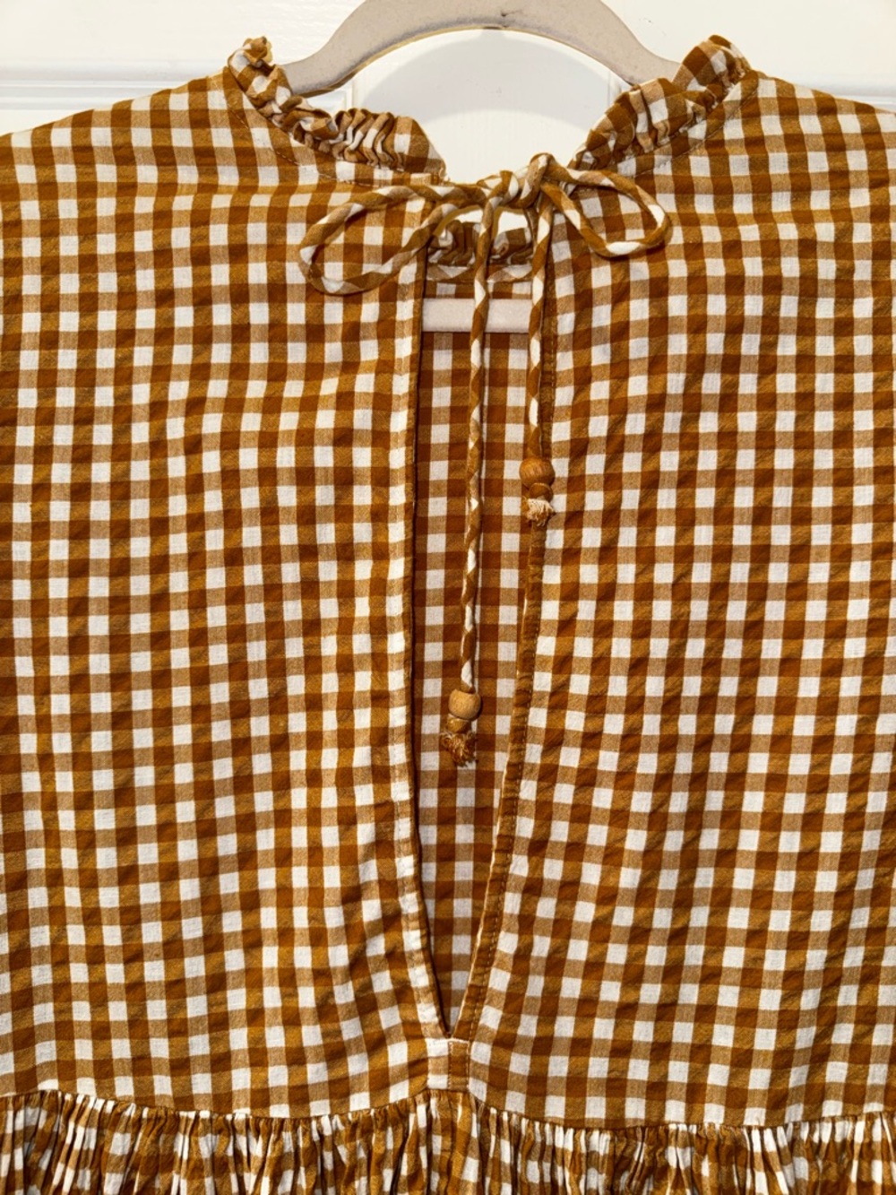 Free People Gingham Living For This Tunic Prairie Babydoll Mini Dress XS - Picture 8 of 12